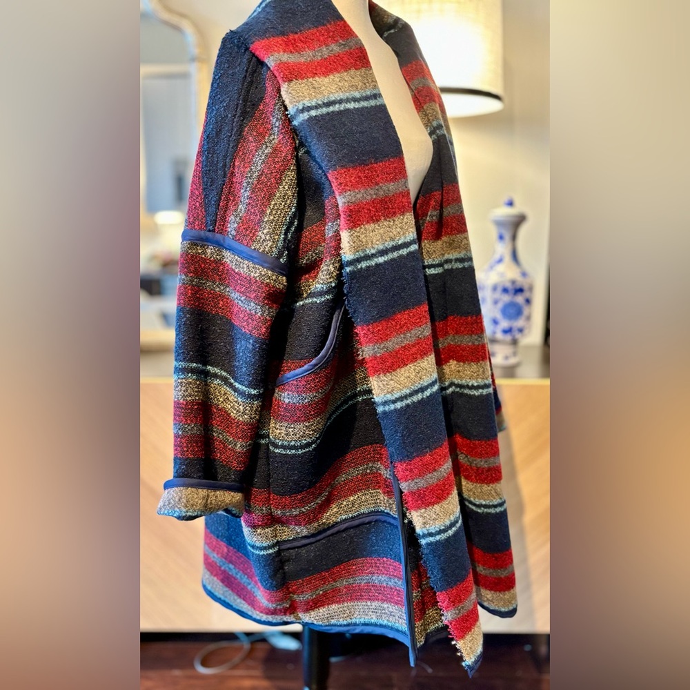 🧵 HANDMADE (by me!) Open-Front Wool Blend Coat size L - Picture 9 of 13
